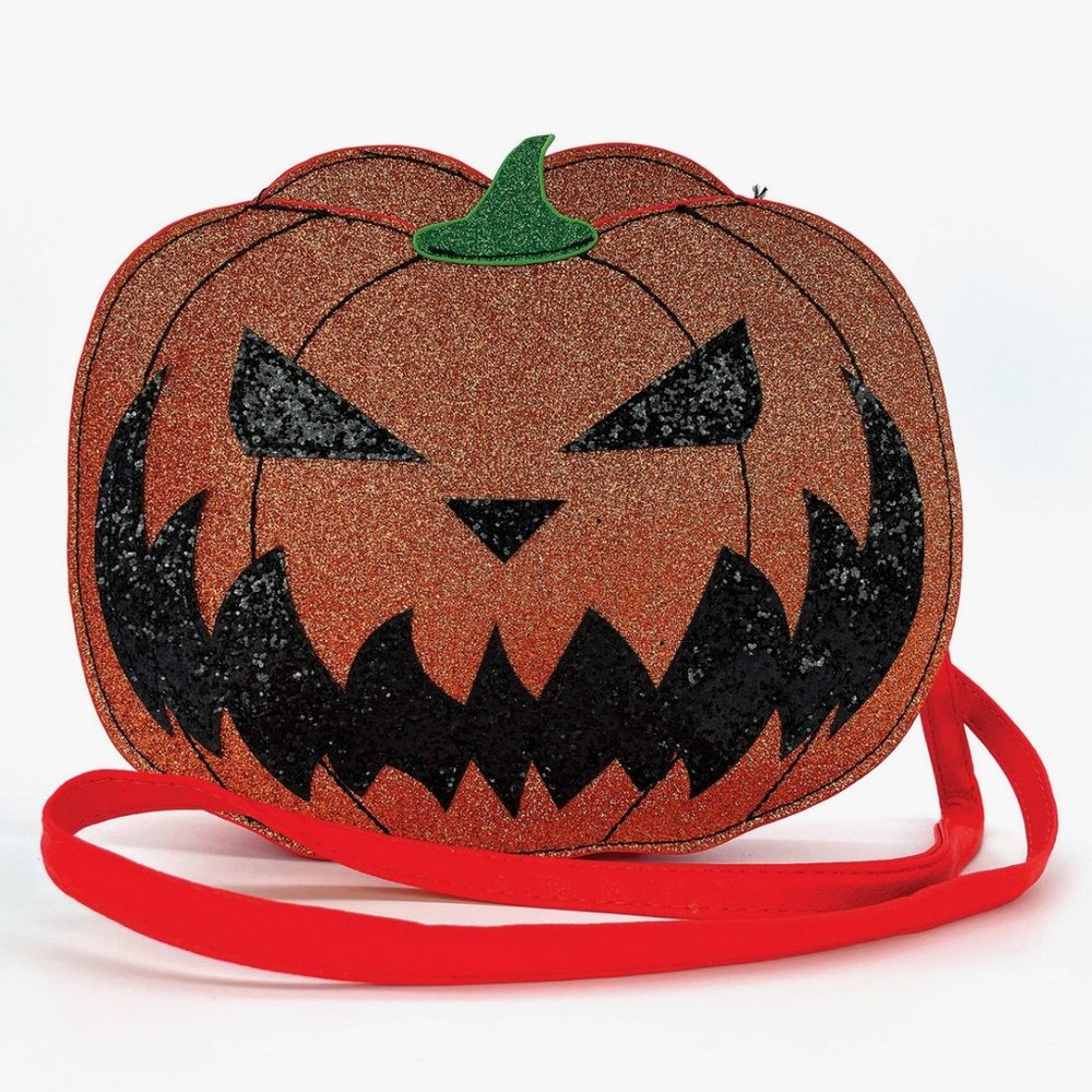 Two Faced Pumpkin Jack O Lantern Crossbody Purse - Halloween Bag
